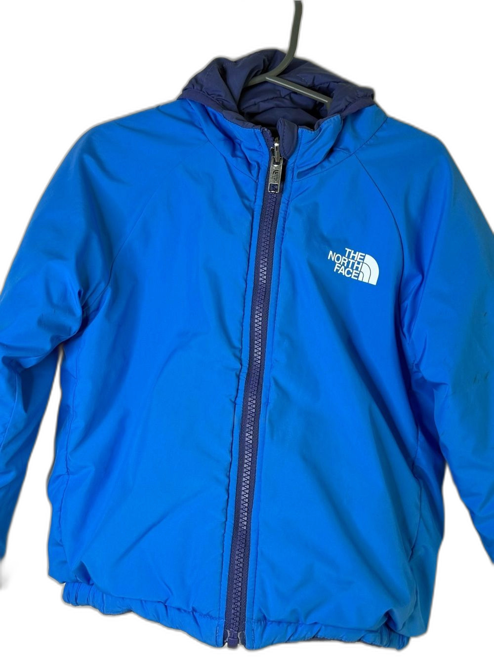The North Face Royal Blue Hooded Zip Jacket 4 unisex. Double sided.
